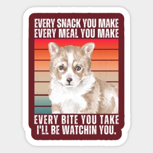 Corgi Dog Every Snack You Make Sticker